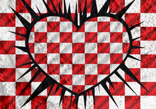 Love Checkered  Flag Sign Heart Symbol On Cement Wall Texture Ba