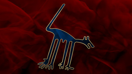 Wall Mural - Nazca - Dog - Blue & Red