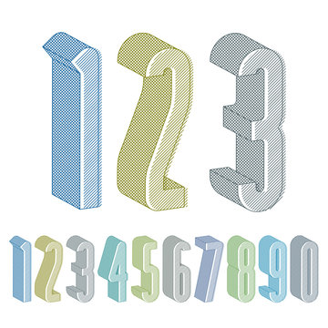 3d extra tall numbers set with lines textures.