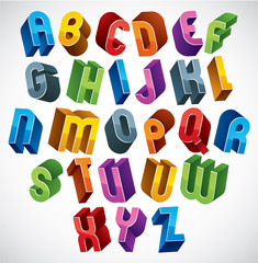 Wall Mural - 3d font, vector colorful glossy letters.