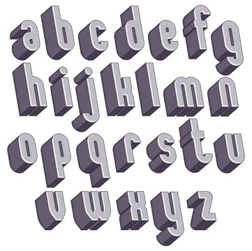 3d geometric bold font, dimensional alphabet.