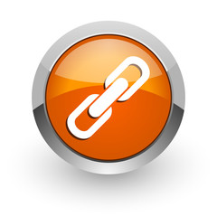 Aufkleber - link orange glossy web icon