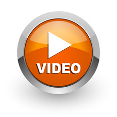 Aufkleber - video orange glossy web icon