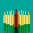 Realistic vector bottles with green background.