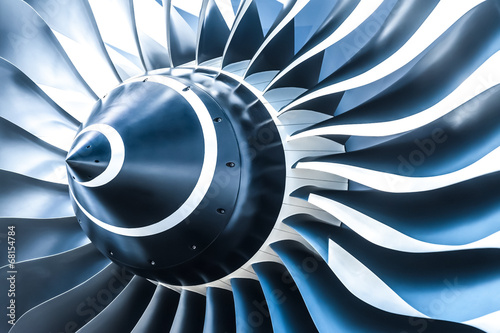 Fotomural blue toned jet engine blades closeup