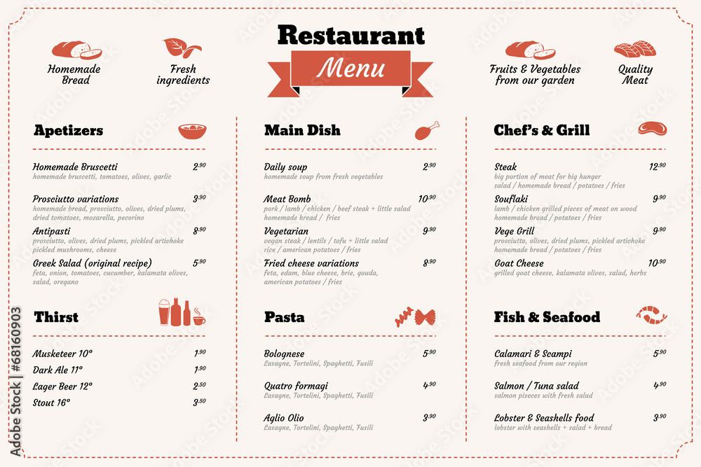 restaurant food menu design template - obrazy, fototapety, plakaty 