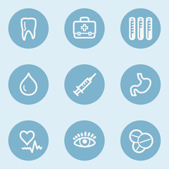 Wall Mural - Medicine  web icon set 1, blue buttons