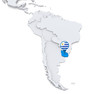 Uruguay on a map of South America