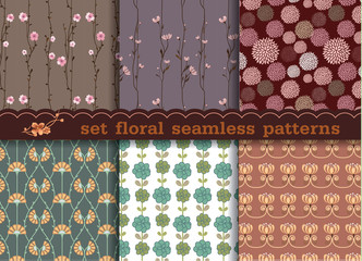 Wall Mural - set floral seamless pattern seamless pattern can be used for wal