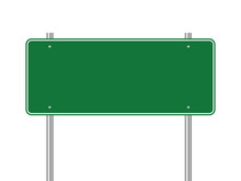 Blank Green Traffic Road Sign