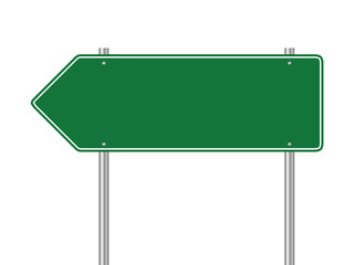 Blank green traffic road sign