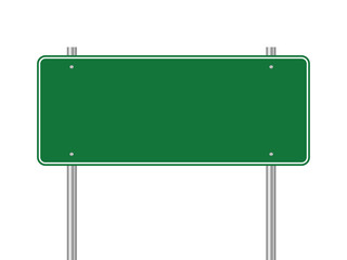 blank green traffic road sign