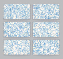 Cards With Blue Floral Patterns