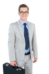 Poster - Geeky businessman smiling at camera