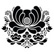 Norwegian folk art black and white pattern - Rosemaling style