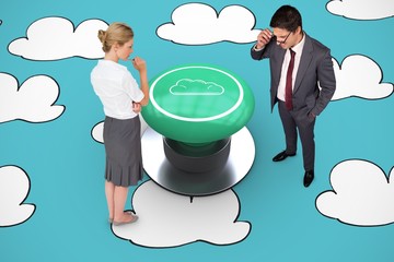 Poster - Composite image of thinking businesswoman