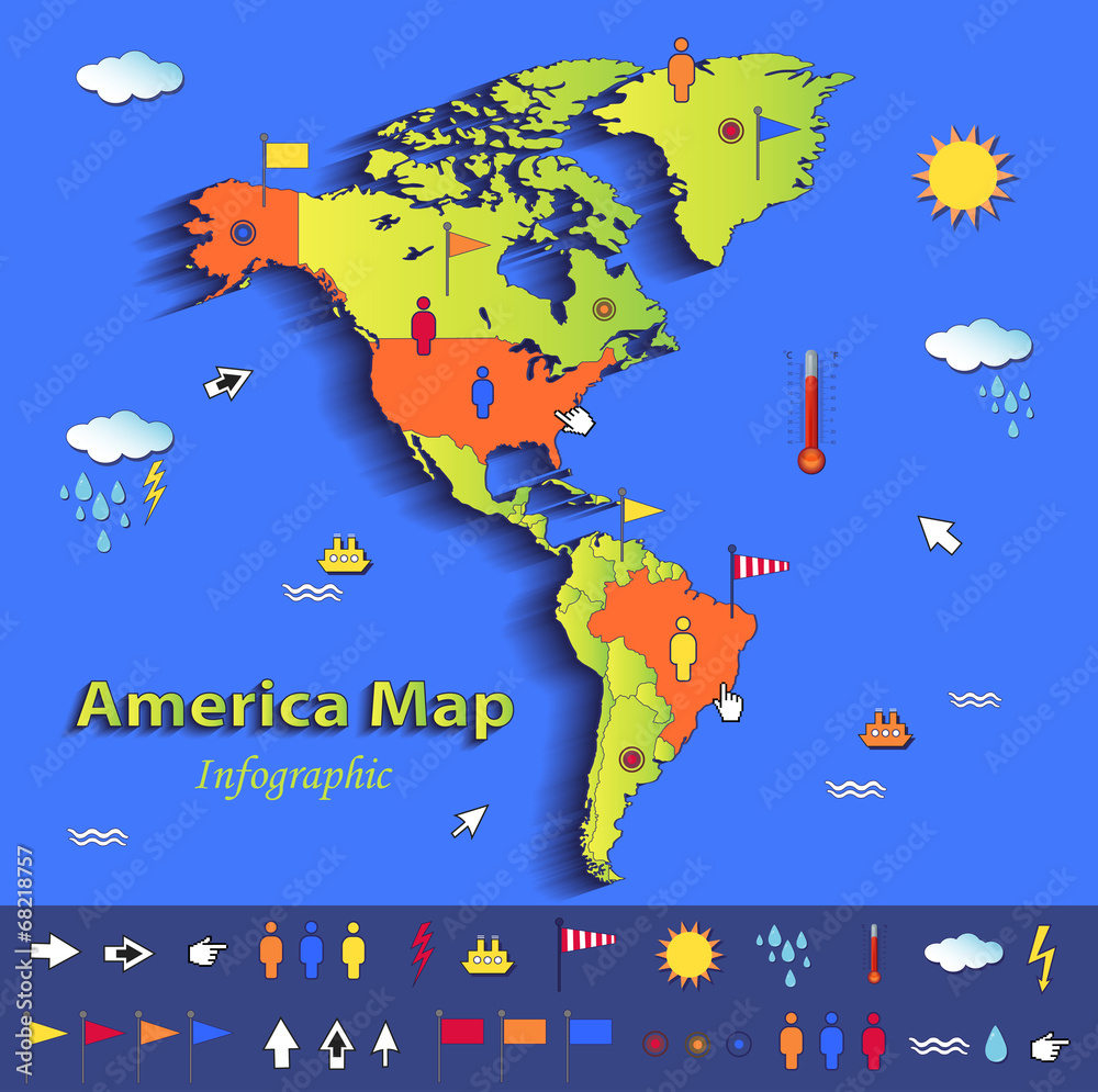 America map infographic political map Stock Vector | Adobe Stock