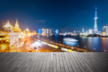 Canvas Print - bokeh background city of shanghai at night