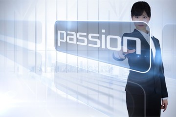 Poster - Businesswoman presenting the word passion