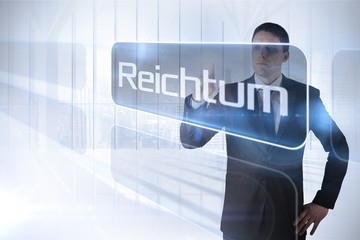 Aufkleber - Businessman presenting the word fortune in german