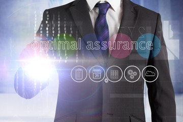 Aufkleber - Businessman touching the words optimal assurance on interface