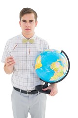 Poster - Geeky hipster holding a globe