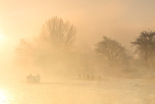 Rowing Training On Thames In Oxford, UK.