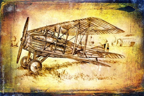 Naklejka na szafę old classic plane