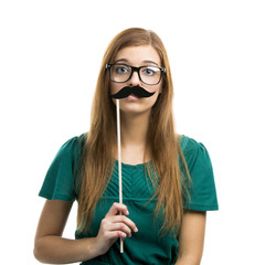 Canvas Print - Girl with Mustache