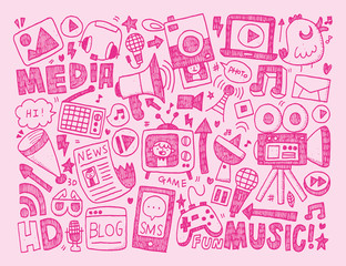 Wall Mural - doodle media background