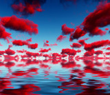 Fototapeta Niebo - Deep Red Clouds and reflections
