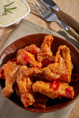 Canvas Print - fried chicken wings with sweet chili sauce