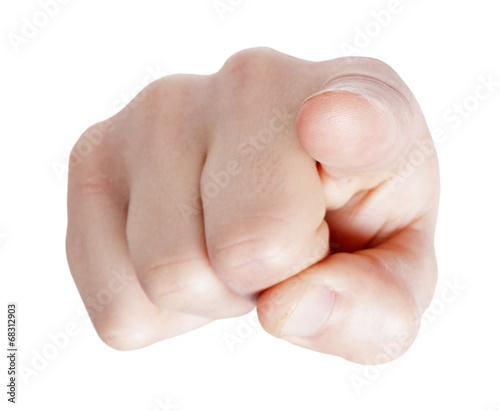 Cuadros en Lienzo Hand pointing at you on white background
