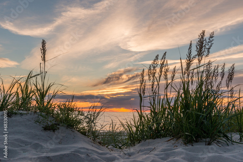 Nowoczesny obraz na płótnie Sunset at the beach of Darß at the Baltic Sea, Mecklenburg-West