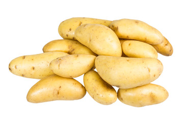 Wall Mural - White fingerling potatoes isolated on white