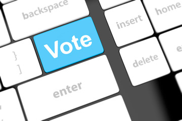 vote button on computer keyboard showing internet concept