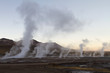 landscape of steam at El Tatio Geyser Chile