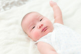 Fototapeta  - Newborn three months baby boy