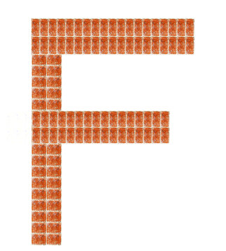 Alphabet made of red brick, Letter F