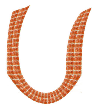 Alphabet made of red brick, Letter U