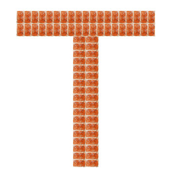 Alphabet made of red brick, Letter T