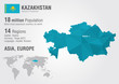 Kazakhstan world map with a pixel diamond texture.