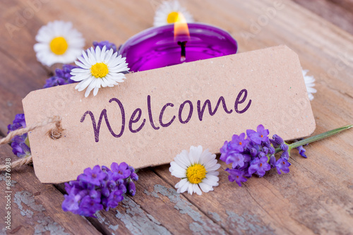 Cuadros en Lienzo Welcome - Schild mit Dekoration