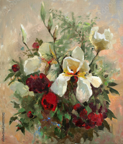 Plakat na zamówienie Oil painting of the beautiful flowers.