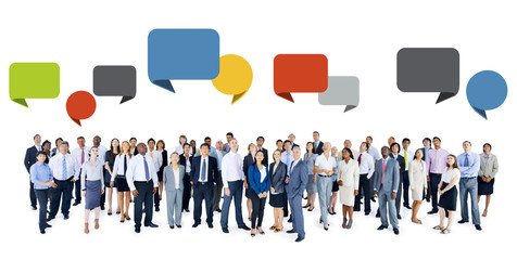 Canvas Print - Group of Business People with Speech Bubbles