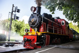 Steam locomotive blowing off the smoke