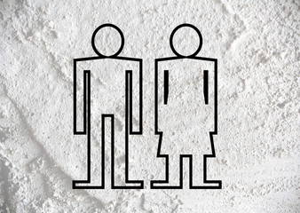 Pictogram Man Woman Sign icons on  wall texture background desig