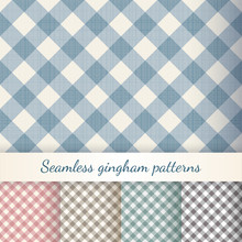 Set Of Seamless Checkered Gingham Patterns