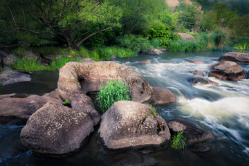 River cascades at morning