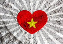 Flag Of Vietnam Themes Idea Design On Wall Texture Background